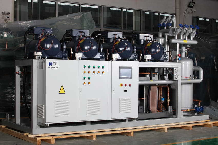 Multi-compressor condensing unit with screw compressors